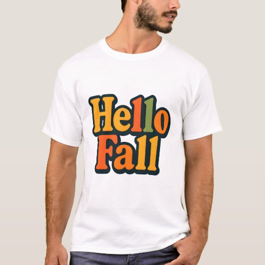 Hallo Retro jaren 70 stijl Herfst typografie T-shirt (Voorkant)