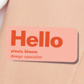 hallo Retro Modern Red en Roze Stylish Trendy Naamplaatje