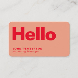 hallo Retro Modern Red en Roze Stylish Trendy Visitekaartje