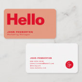 hallo Retro Modern Red en Roze Stylish Trendy Visitekaartje (Voorkant / Achterkant)