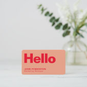 hallo Retro Modern Red en Roze Stylish Trendy Visitekaartje (Staand voorkant)