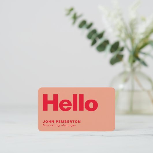hallo Retro Modern Red en Roze Stylish Trendy Visitekaartje (Staand voorkant)