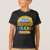 Hallo Retro Rainbow 2e klas met jaar T-shirt (Voorkant)