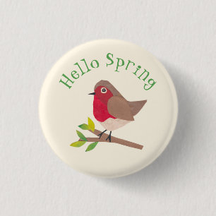 Hallo Retro Robin - Schattigee gepersonaliseerde l Ronde Button 3,2 Cm
