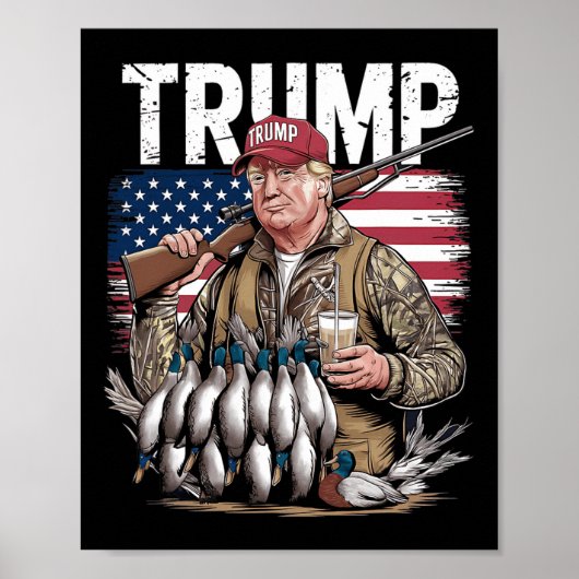 Hallo Retro Trump Jacht Eend Poster (Voorkant)