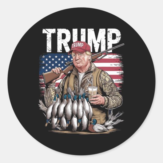 Hallo Retro Trump Jacht Eend Ronde Sticker (Voorkant)