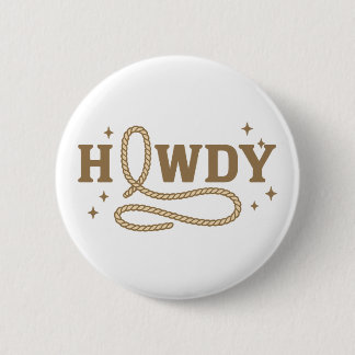 Hallo Retro Western Touw Typografie Ronde Button 5,7 Cm