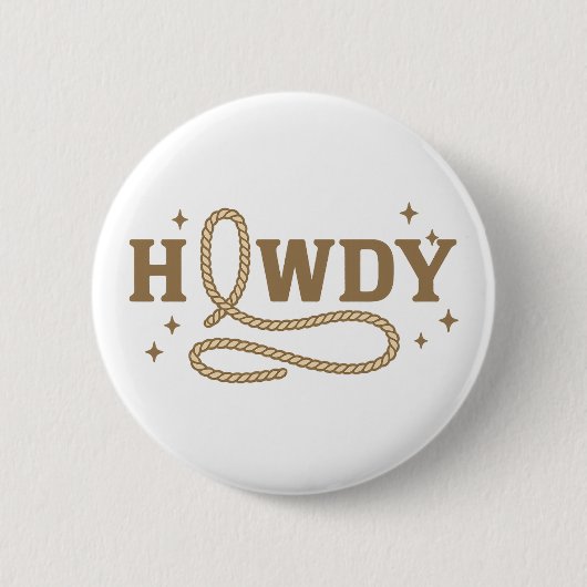 Hallo Retro Western Touw Typografie Ronde Button 5,7 Cm (Voorkant)