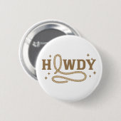 Hallo Retro Western Touw Typografie Ronde Button 5,7 Cm (Voorkant /achterkant)