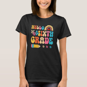 Hallo Retro Zesde Grade Regenboog Eerste dag Terug T-shirt
