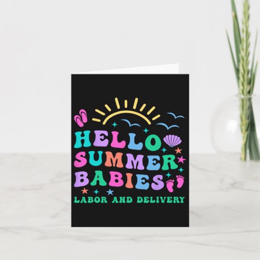Hallo Retro # Zomerbaby's Arbeid en Bevalling Nurs Kaart (Voorkant)