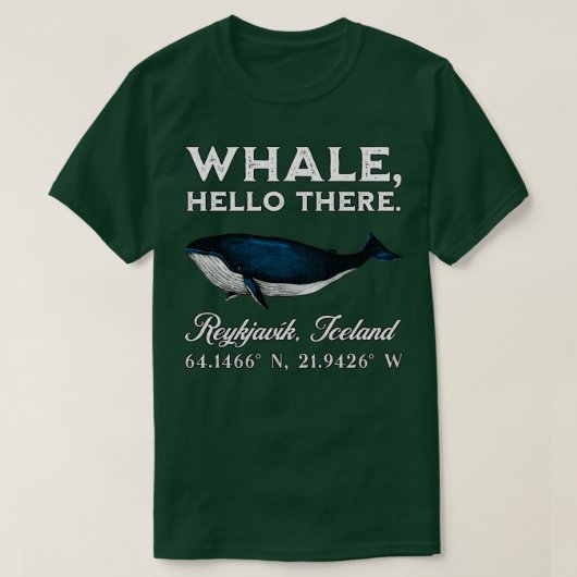 Hallo Reykjavik IJslandse walvis T-shirt (Design voorkant)