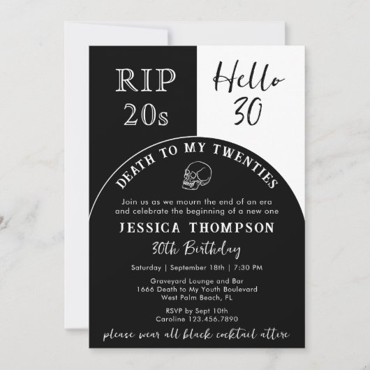 HALLO RIP 20s? 30 Tombstone Skull 30th Birthday Kaart (Voorkant)