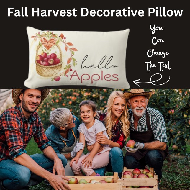 Hallo Rode Lendenkussen met Appels Kussen (Fall Harvest Decorative Pillow)