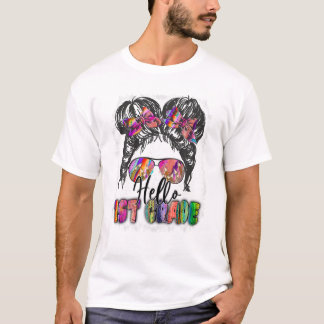 Hallo rommelige haarbun 1e klas t-shirt