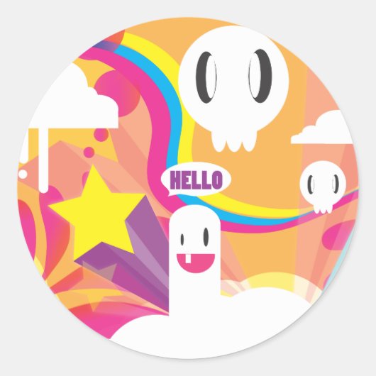 hallo! ronde sticker (Voorkant)