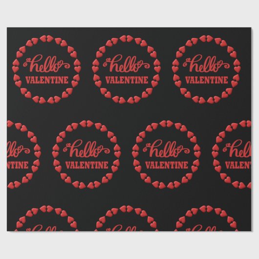 Hallo Rood Gelukkige Valentijnsdag 2024 Paar Cadeaupapier (Vlak)