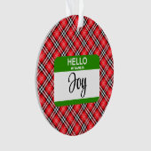 Hallo Rood gepolijst groen naamplaatje Ornament (voorkant)