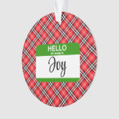 Hallo Rood gepolijst groen naamplaatje Ornament (voorkant)