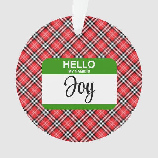 Hallo Rood gepolijst groen naamplaatje Ornament (voorkant)