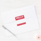 Hallo Rood "Naam Badge Bookplate Vierkante Sticker (Envelop)