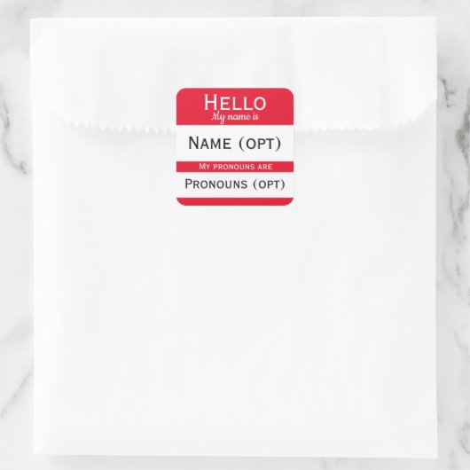 Hallo Rood Vierkante Sticker (Tas)