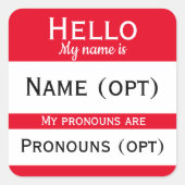 Hallo Rood Vierkante Sticker (Voorkant)