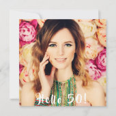 Hallo roos Foto 50ste verjaardagsfeest Kaart (Voorkant)