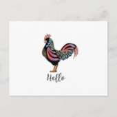 hallo ""Rooster" Chicken Folk Briefkaart Travel Wo (Voorkant)