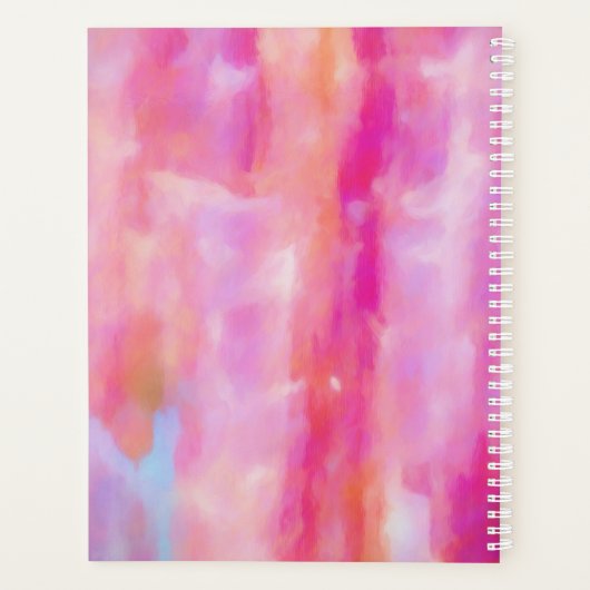 Hallo roze Abstracte Waterverf Planner (Achterkant)