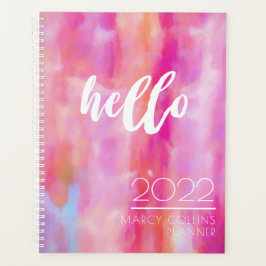 Hallo roze Abstracte Waterverf Planner
