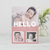 hallo Roze Baby Aankondiging Foto Collage (Staand voorkant)
