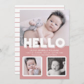 hallo Roze Baby Aankondiging Foto Collage (Voorkant / Achterkant)