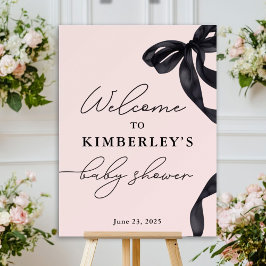 Hallo Roze Baby Bow Meisje Baby shower Welkomstbor Perfect Poster