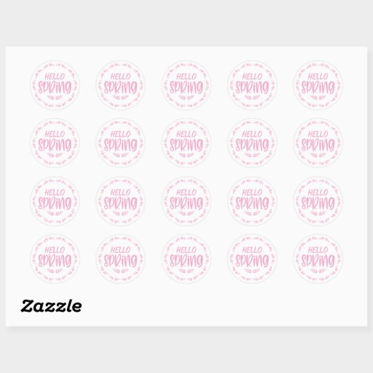 Hallo Roze blad Ronde Sticker (Vel)