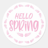 Hallo Roze blad Ronde Sticker (Voorkant)