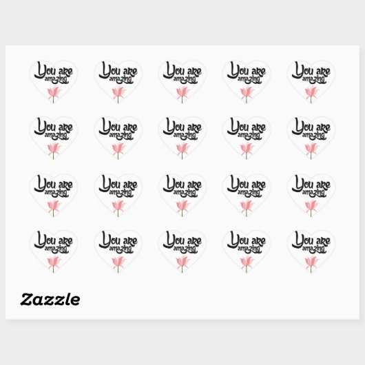 Hallo Roze Bloemen Liefde, Hart Sticker (Vel)