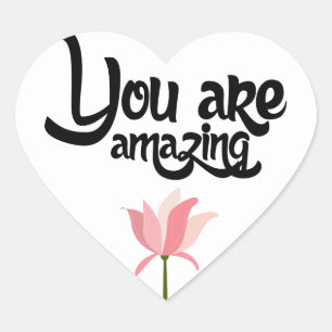 Hallo Roze Bloemen Liefde, Hart Sticker