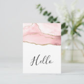 Hallo Roze Blush Agaat met Gouden Lint Elegant Briefkaart (Staand voorkant)