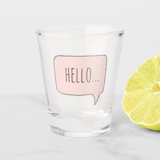 hallo roze feest label regel aangepaste tekst fees shot glas (Voorkant)