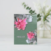 hallo Roze Flowered Bromeliad Briefkaart (Staand voorkant)