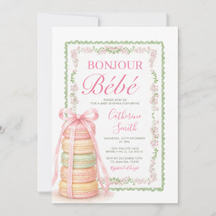Hallo Roze Franse Macaron Toren Baby Shower Kaart