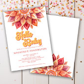 Hallo Roze geel Retro Hippie Flower Baby shower Kaart