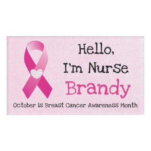 Hallo Roze gepersonaliseerd, IM Nurse Name Tag (Voorkant)