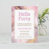 Hallo ₩ roze glitter kalligrafie verjaardag kaart (Staand voorkant)