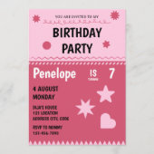 Hallo Roze Kat Verjaardagsfeestuitnodiging Kaart (Voorkant)