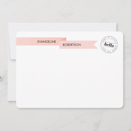 hallo roze lint notitiekaartje (Voorkant)