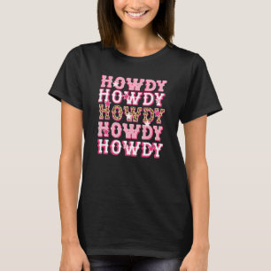Hallo Roze Luipaard Western Country Zuidelijke Rod T-shirt