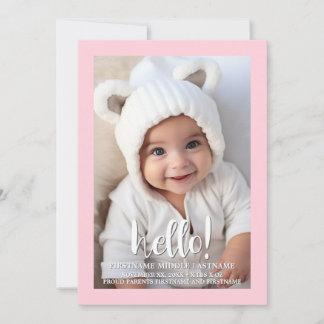 Hallo Roze Meisje Whimsical Baby Foto Aankondiging