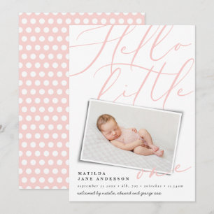 hallo roze meisjes moderne 1 foto  aankondiging